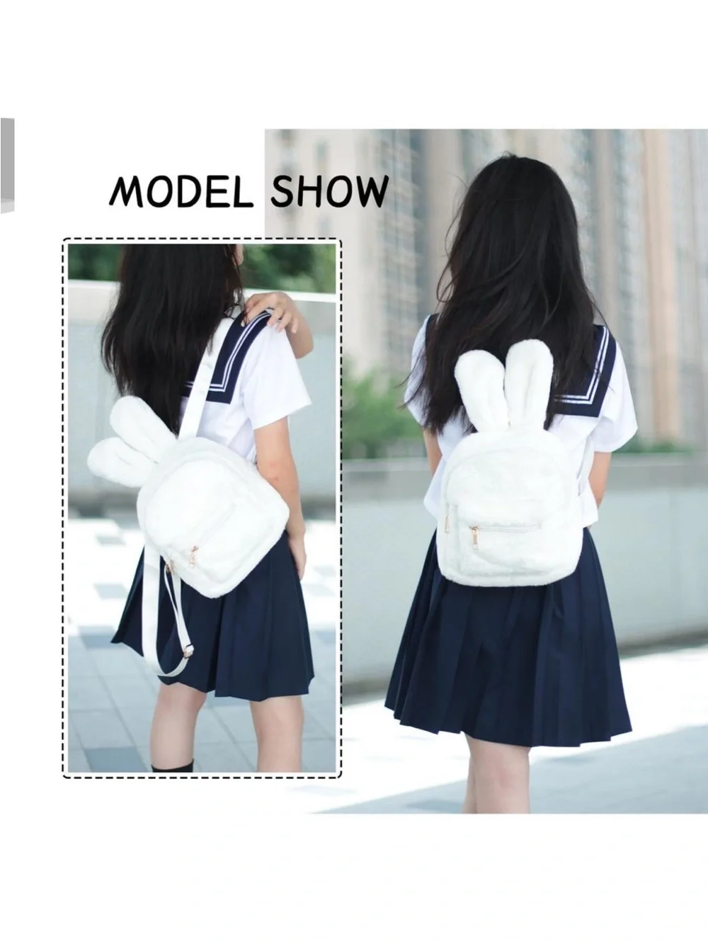 Cute Bunny Backpacks Rabbit Ears Backpack Fluffy Shoulder Bag new